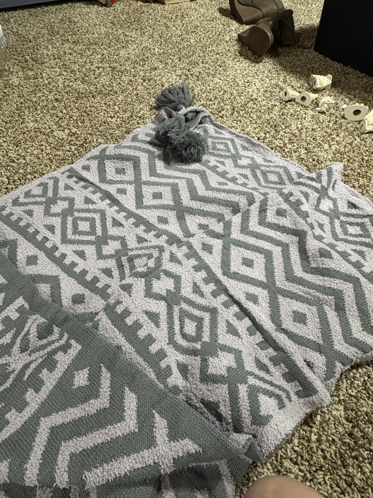 Acrylic Geometric Pattern Grays Morocco Throw Extra Warm Reversible Cozy New gallery