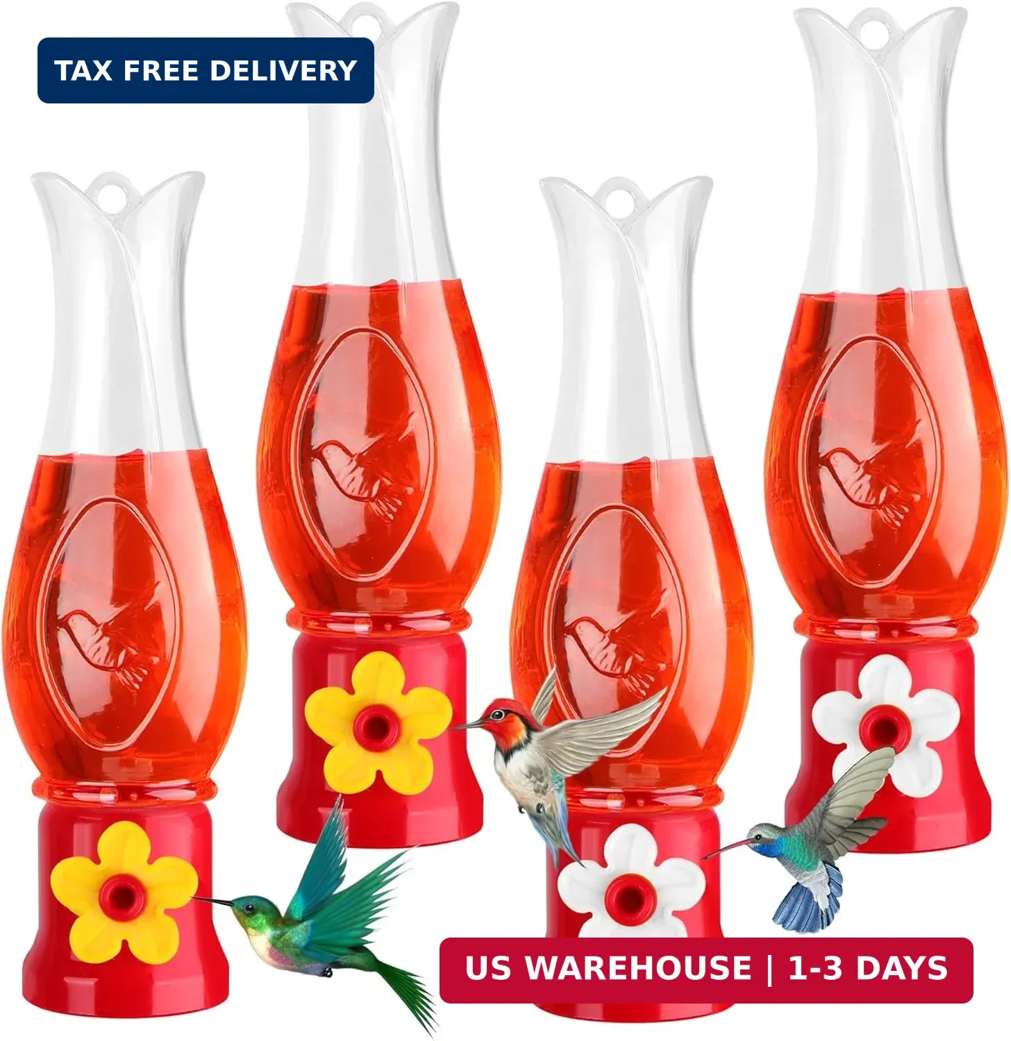 ORIENTOOLS Hummingbird Feeder 4Pack, Mini Hanging Flower Bird Feeders for Outdoo gallery