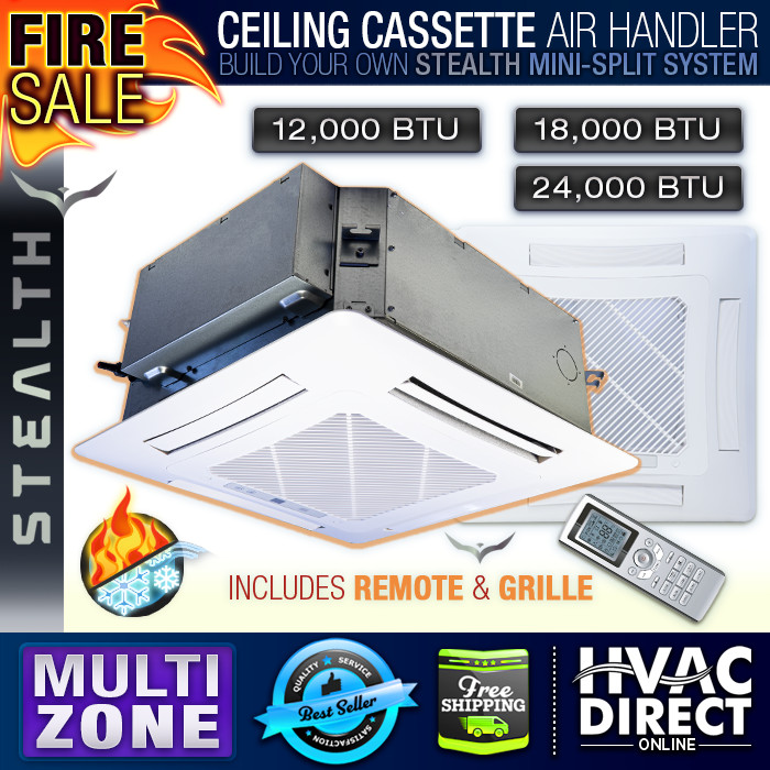 Stealth 12K / 18K / 24K BTU Ceiling Cassette Multi-Zone Mini-Split Air Handler gallery