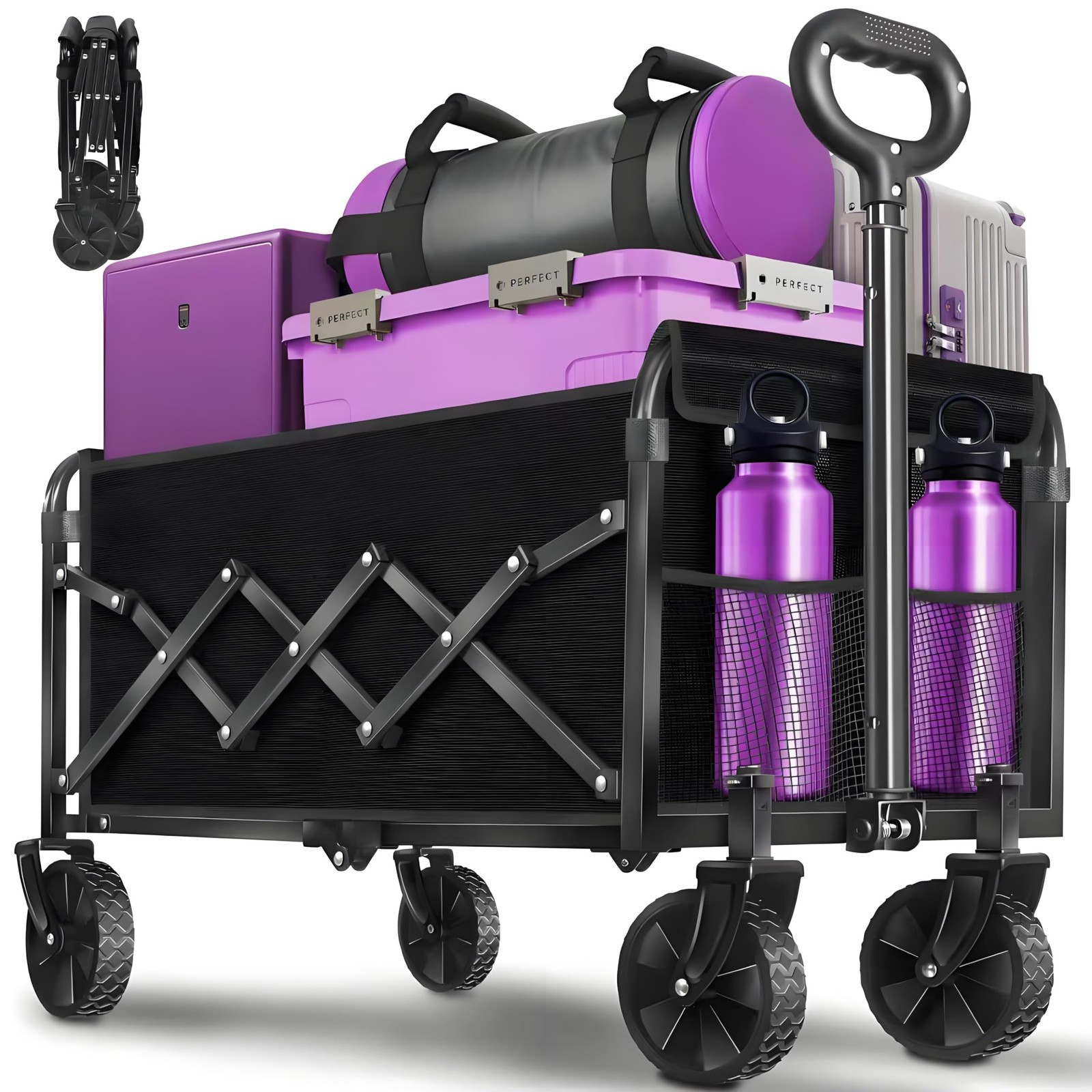 Wagons Carts Foldable,280 LBS Large Capacity Foldable Wagon Cart Collapsible ... gallery