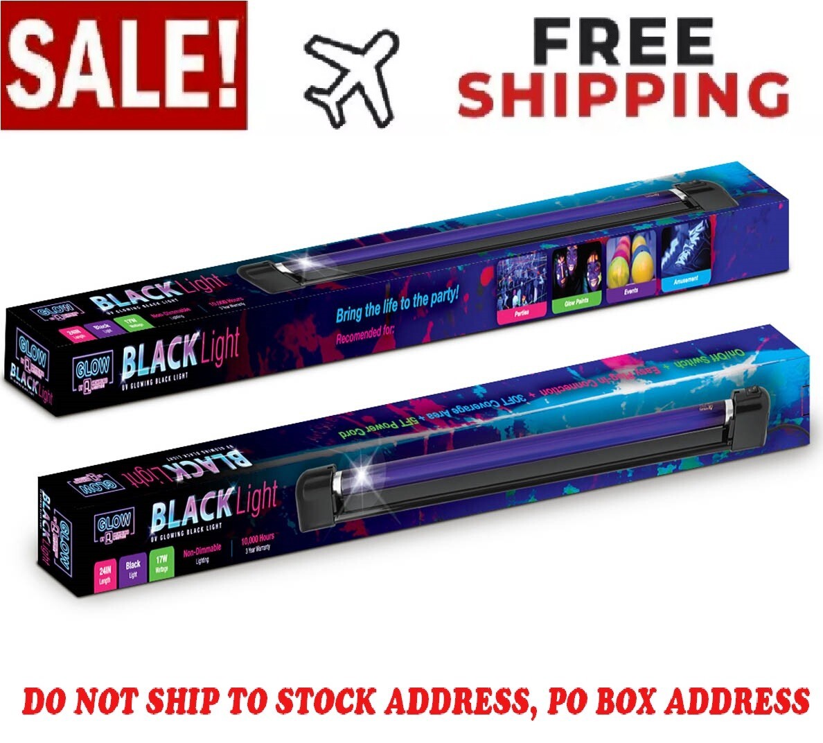 24" Black Light with 28" Mountable Fixture - 17 Watts Fluorescent UV Glow gallery