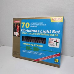 Joybrite Christmas Mini Light Solid Color RED Superbrite 70 Outdoor/Indoor VTG