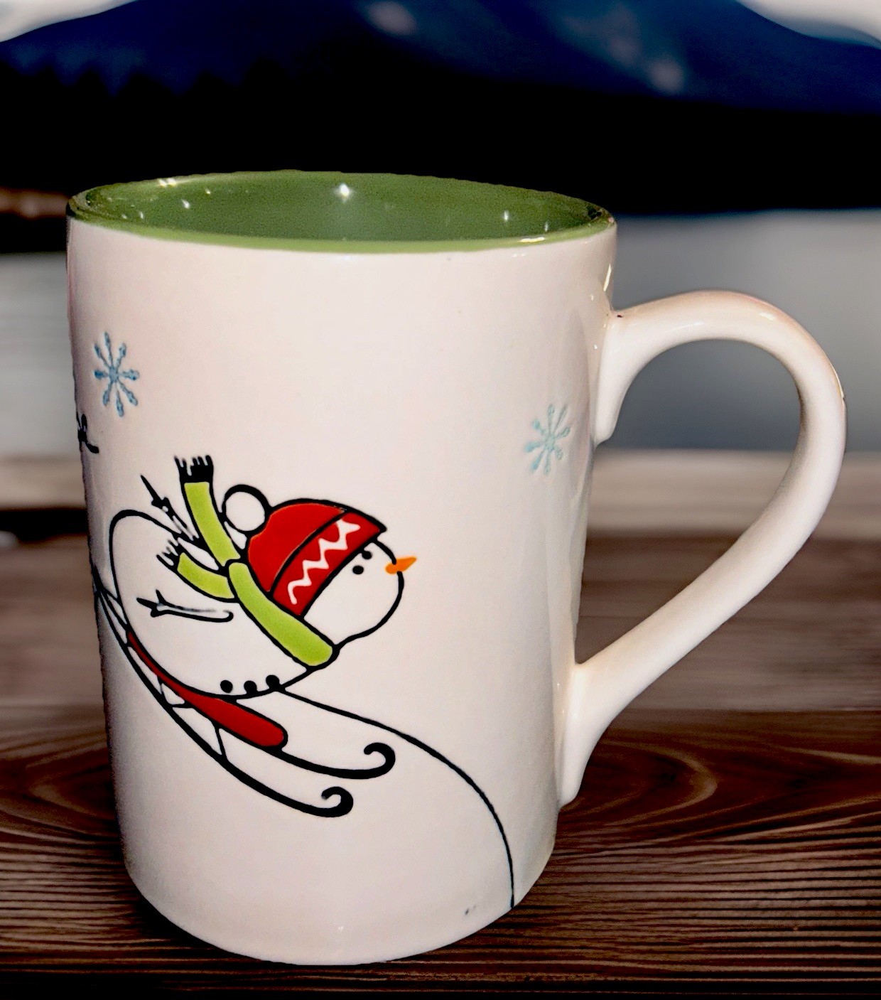 Tag "Hope” Holiday 3D Snowman Sking Falling Snowflakes 5” Coffee Tea Mug Cup gallery