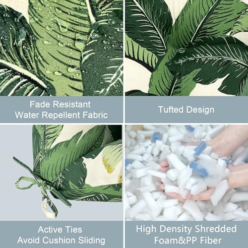 Outdoor Tufted Low Back Cushions, Solid Fluffy 42x21x4 Swaying Palms Green gallery