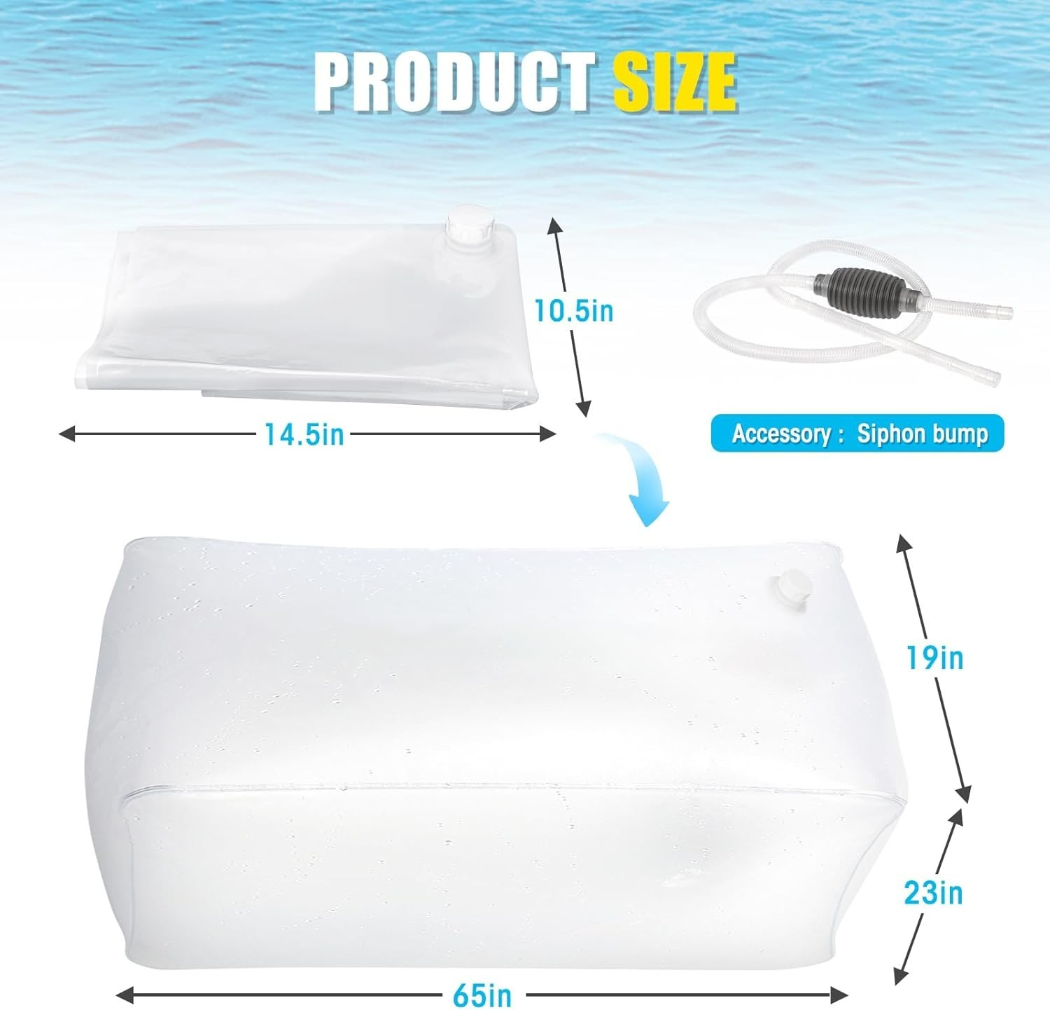 Water Storage Bladder, 100 Gallon Heavy Duty Food-Grade Plastic Bag, for gallery