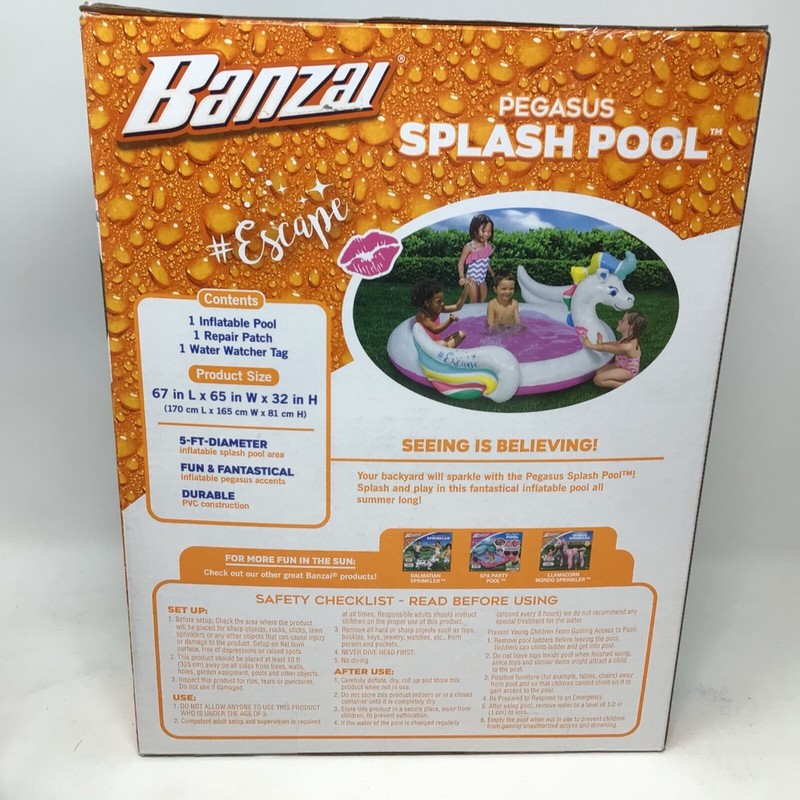 Inflatable Pegasus Splash Pool Outdoor Backyard Kids Summer Water Play NEW gallery