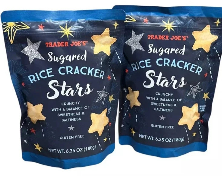 (2) Trader Joe's 6.35oz Sugared RICE CRACKER STARS Crunchy Sweet & Salty BB 9/26 gallery