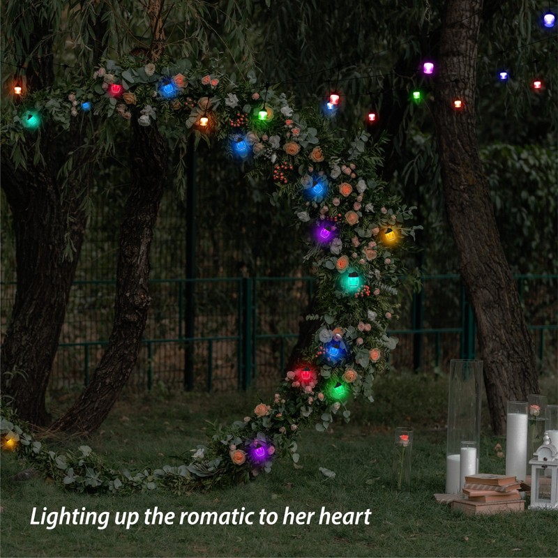 Outdoor String Lights 48FT Waterproof Patio Lights Remote APP Dimmable RGB Color gallery