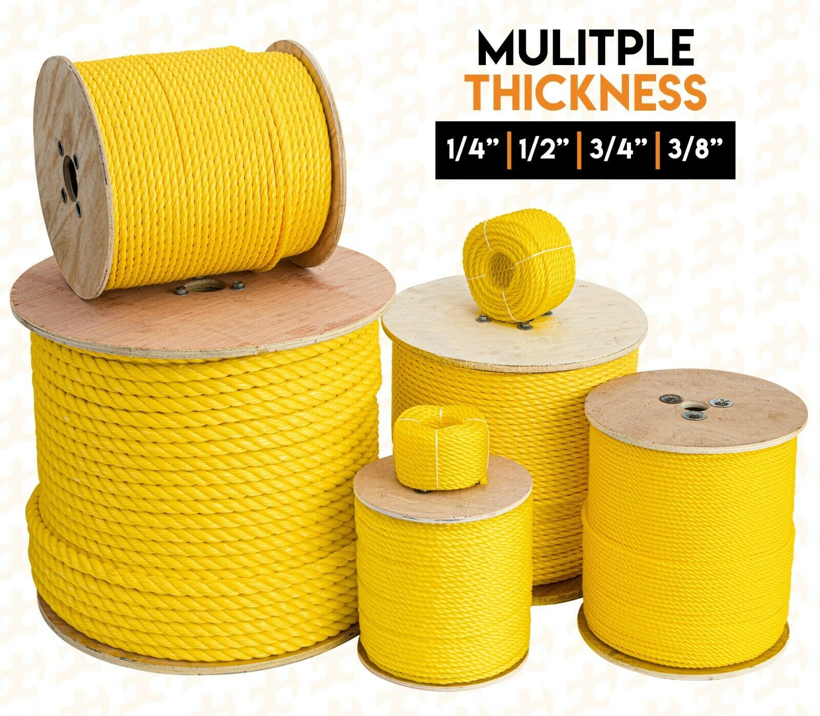 Twisted Polypropylene Rope - Yellow Floating Poly Boat Rope gallery