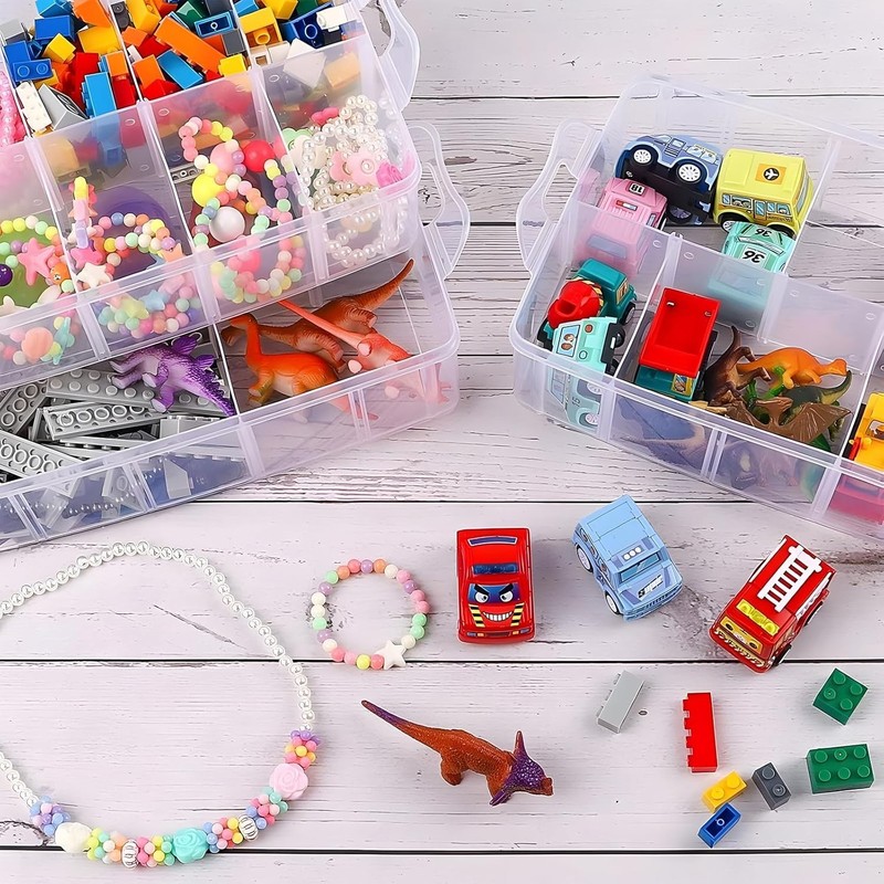 Lightweight 3-Tier Craft Storage Box with Snap Closure - 30 Adjustable Sections gallery