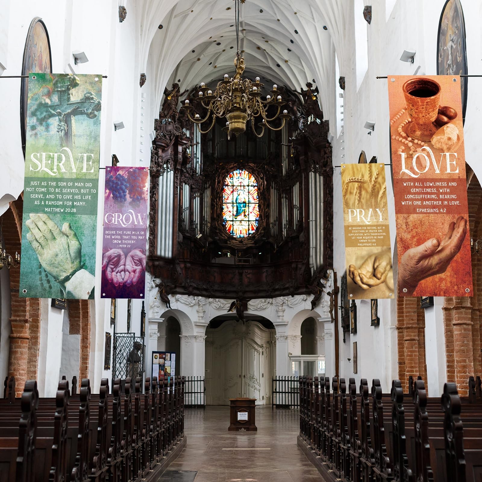4 Pcs Church Banners with Scripture 24 x 73 inches/61 x 185 cm, multicolor gallery