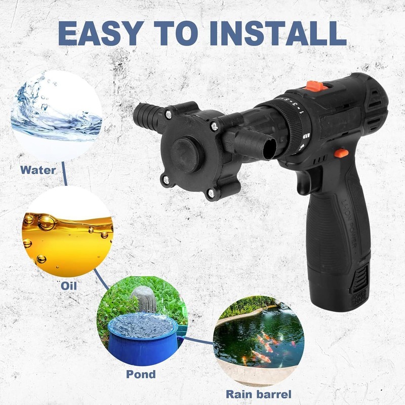 2 PACK Portable Electric Drill Pump for fresh water, sea water, oil gallery