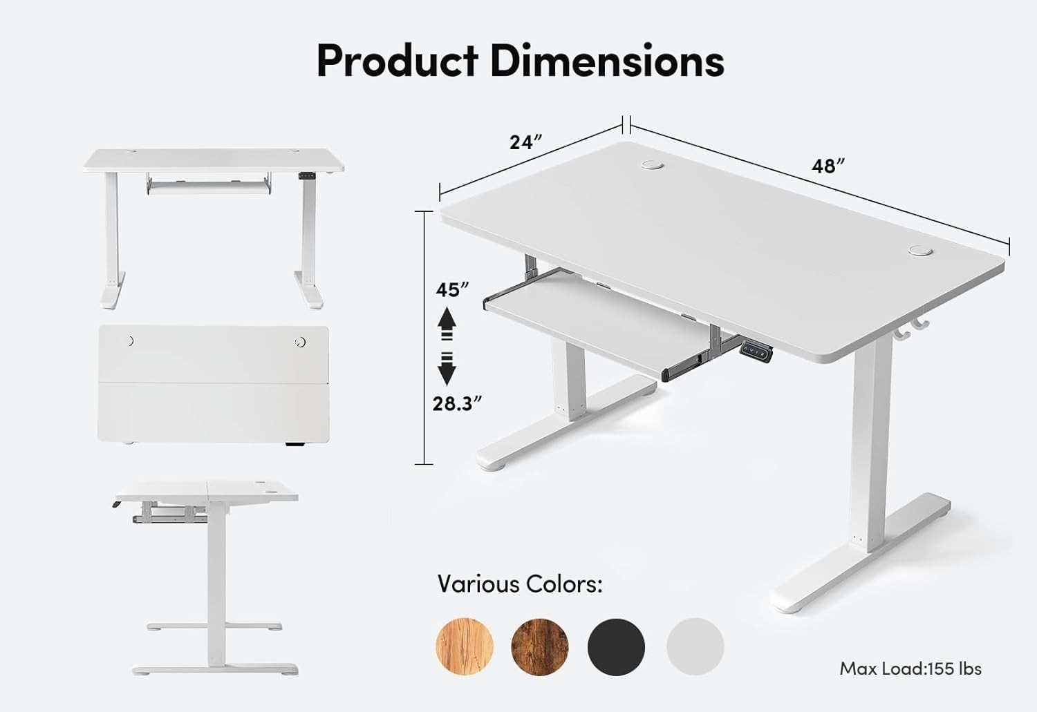 Standing Desk W/ Keyboard Tray 48 x 24 Inch Adjustable Height Sit Stand Desk gallery