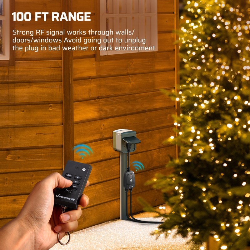 DEWENWILS Light Sensor Timer Waterproof, Plug in Timer Switch, 100 ft Range gallery