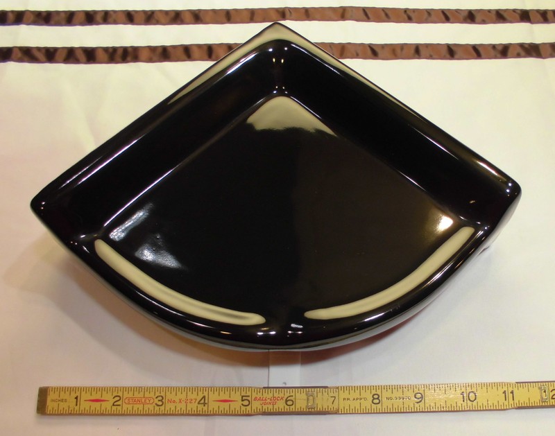 Ceramic *Glossy Black* Large Corner Bath-Shower Soap Dish-Tray-Shelf, New Mint gallery