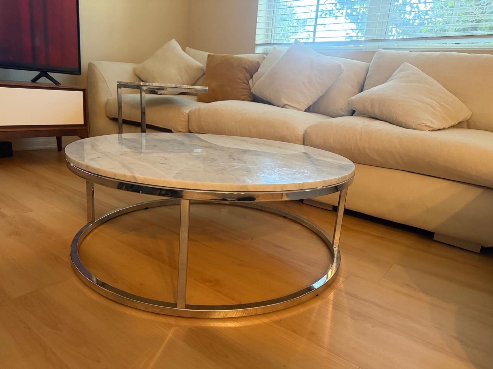 CB2 Low Marble Coffee Table 33*12 In gallery