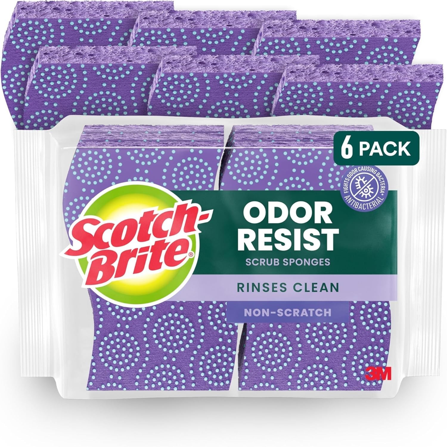 Scotch-Brite Scrub Dots Non-Scratch Scrub Sponge, Rinses Clean for 6 Scrub Spon. gallery