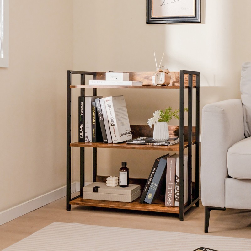 3-Tier Versatile Sturdy Bookcase Storage Rack for Living Room Study Kitchen gallery