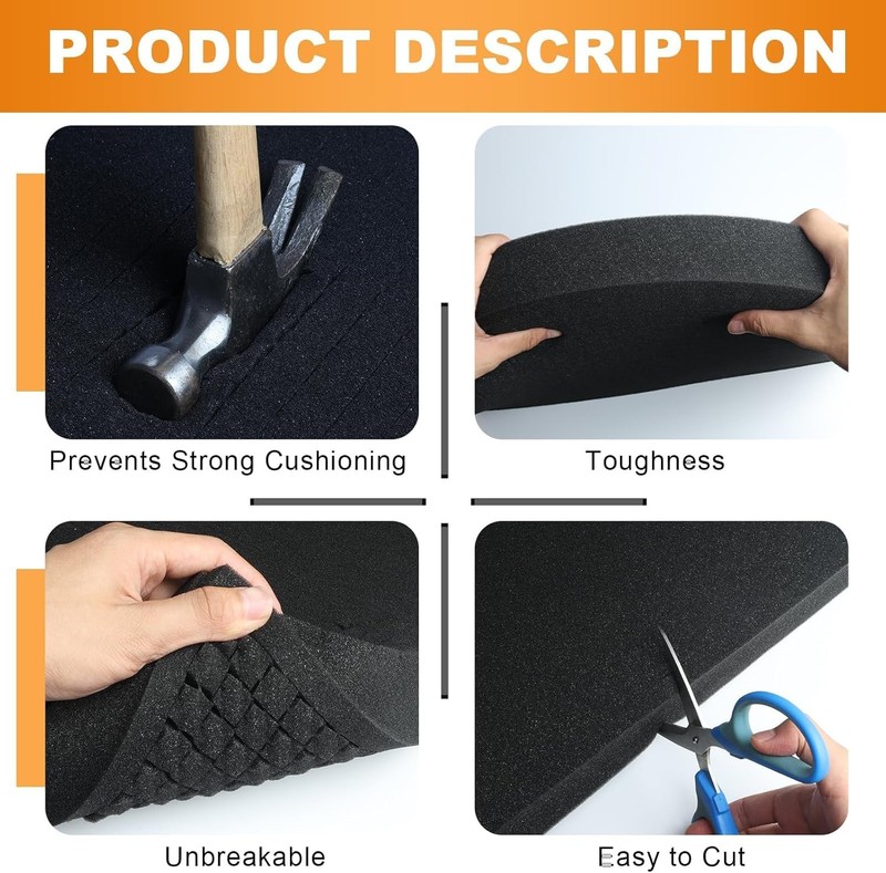 8 PCS Polyurethane Foam Sheets Cuttable Packing Inserts 16x12x0.4/0.8 Inch gallery