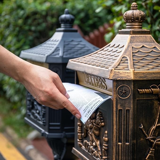 Cast Iron Mailbox Vintage Locking Postal Box Heavy Duty Rustproof Outdoor gallery