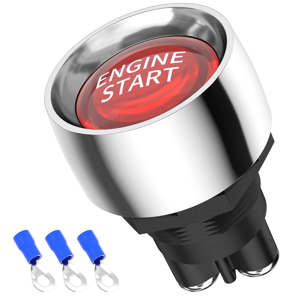 12VDC 50A Engine Start Ignition Switch 3 Pin SPST Push Button Starter Switch ...