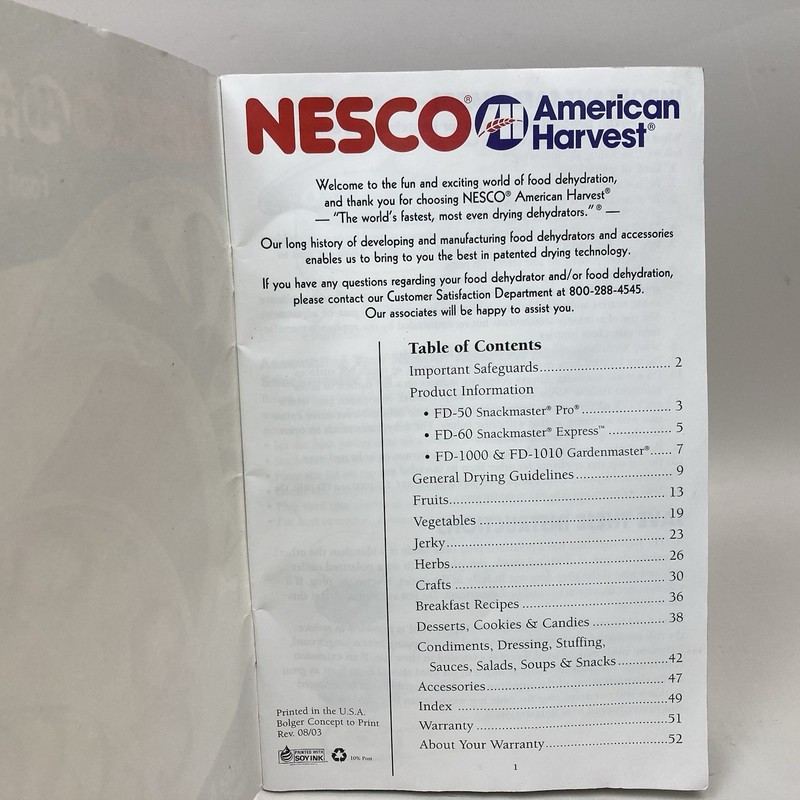 USER MANUAL RECIPE GUIDE For Nesco American Harvest Food Dehydrator Jerky Maker gallery