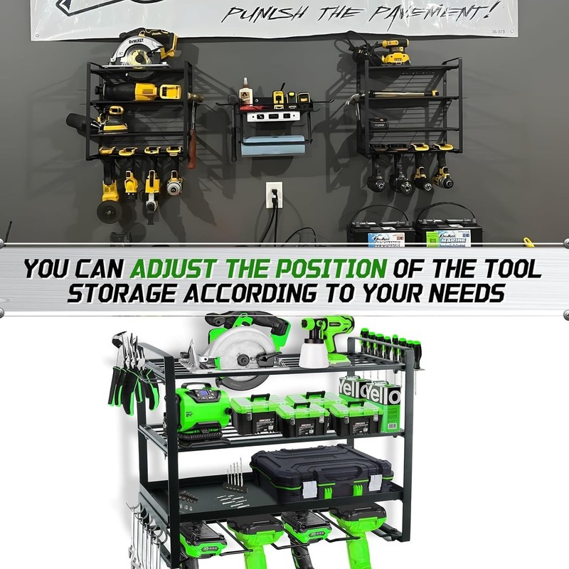 Heavy-Duty 4 Layers Tools Storage Rack Cordless Drill Holders Power Tool rack gallery