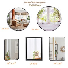 Round/Rectangular Wall Mirror Bathroom Vanity Mirror for Bedroom Black Decorativ