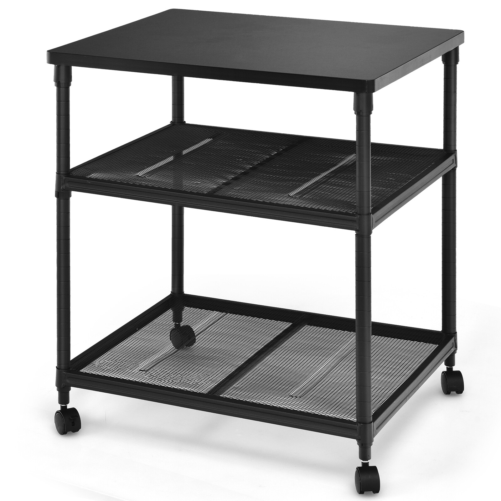 Costway 3-Tier Printer Stand Rolling Fax Utility Cart w/ Adjustable Shelf Black gallery