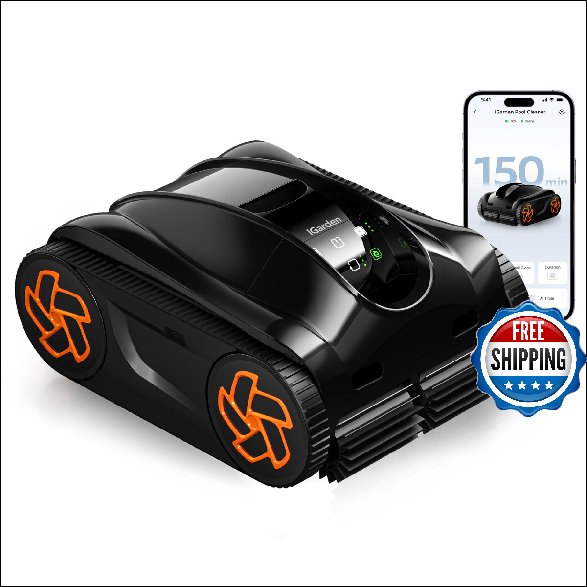iGarden K Series Robotic Pool Cleaner, Cordless, Smart, Wall/Floor/Waterline, 15 gallery