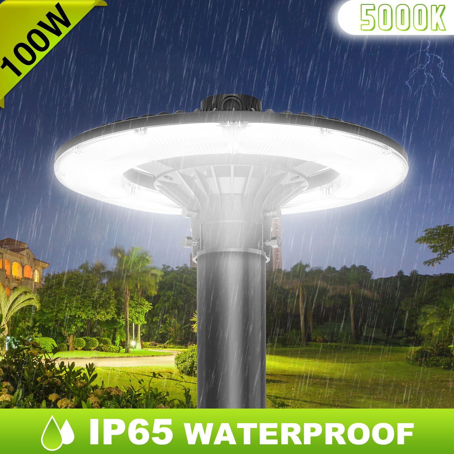 Outdoor Commercial LED Post Top Street Area Pole Light Fixture 100W 15000LM 120V gallery