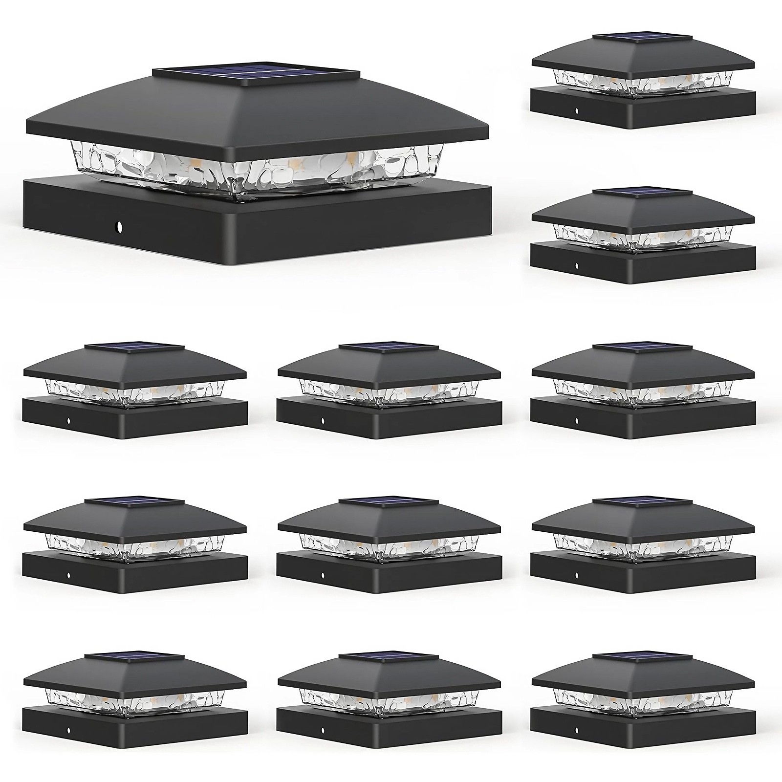 12Pcs Solar Post Light for Outdoor LED Deck Fence Light gallery