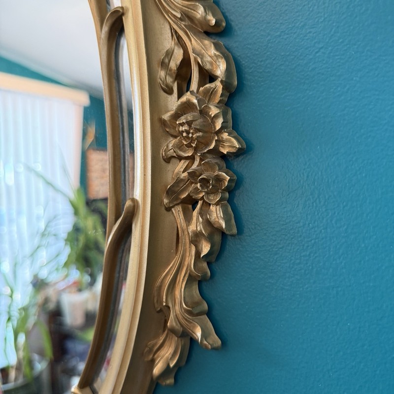 Gold Scrollwork Wall Mirror Rococo Baroque Vintage Syroco 60s Hollywood Regency gallery