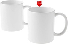 Slanted-Edge Plain Mugs, Ceramic Coated, Set of 2, White