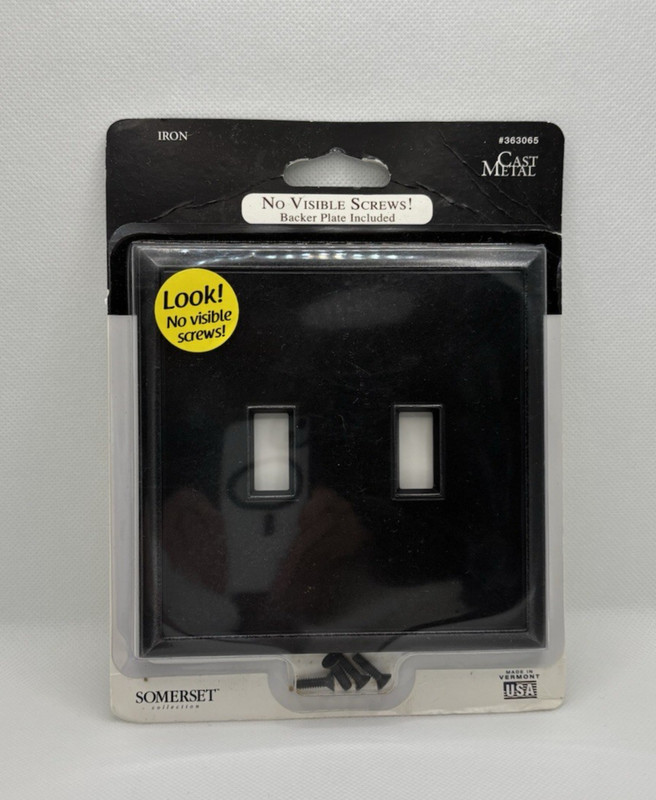 Somerset Double Light Switch Wallplate NO VISIBLE SCREWS #363065 Brand New"IRON" gallery