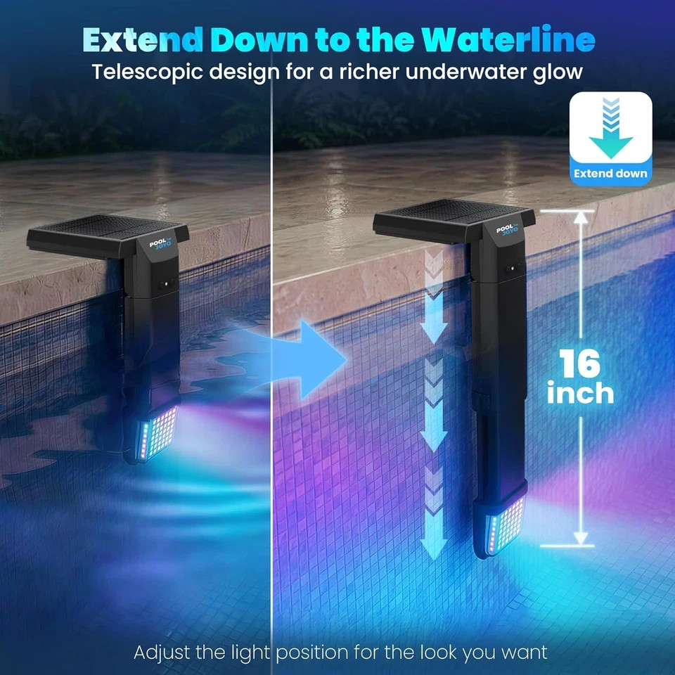 Solar Pool Lights Only for Inground Pools with Remote, 56 Leds Brighter 3-Sided gallery
