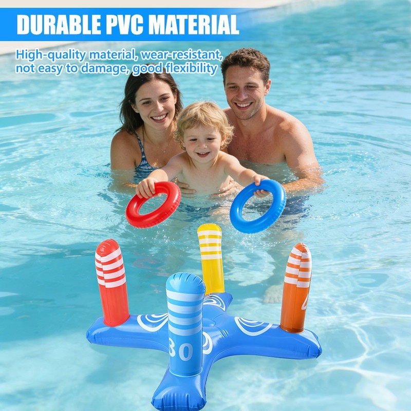 Inflatable Pool Toys Games Floating Basketball Hoop Ring Toss Game Set fr Summer gallery