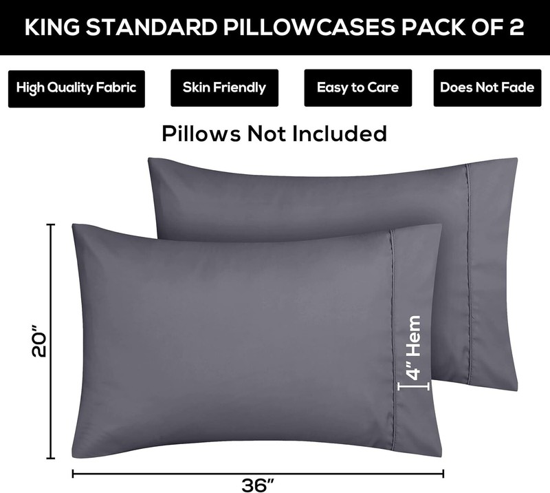 2 Pack Queen Pillow Cases Envelope Closure Ultra Soft Microfiber 20x30 Gray Fade gallery