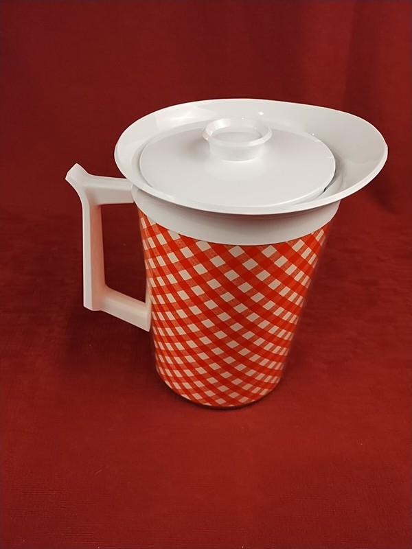 Thermo Serv White And Red Checked 55oz Insulated Beverage Server IOB gallery