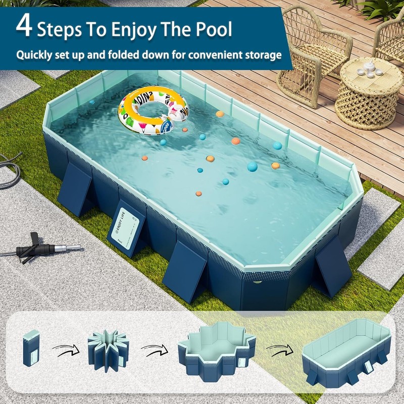 3M Swimming Pool Large Rectangular Foldable Adult Kiddie Above Ground Outdoor gallery