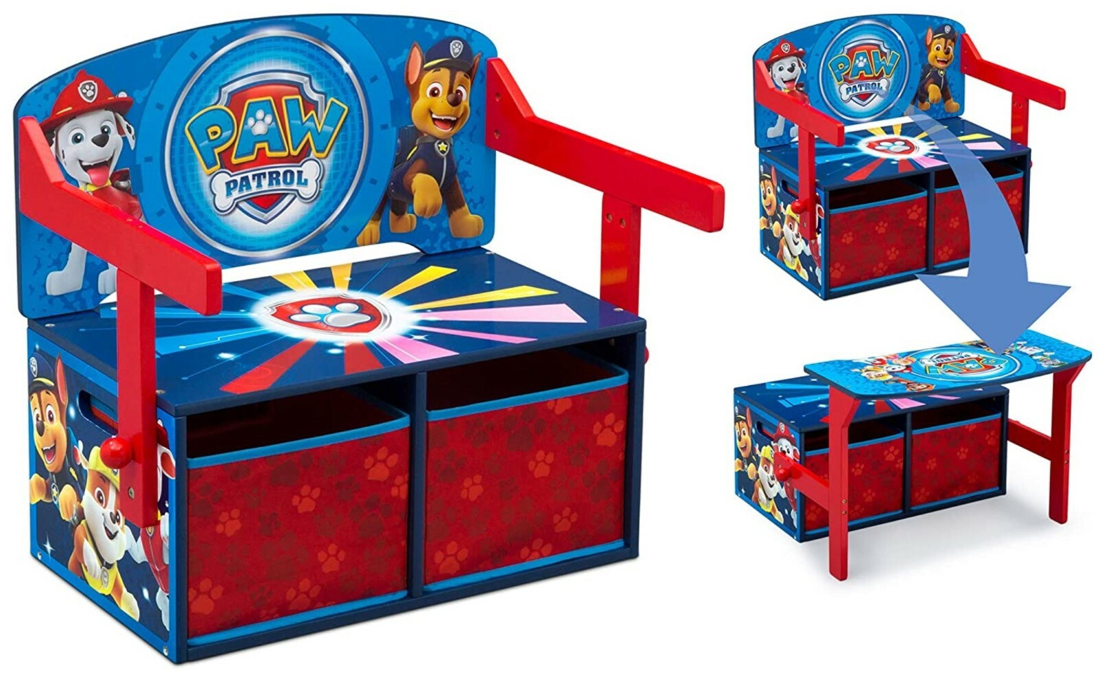 Paw Patrol Convertible Desk Storage Bench Bin Boy Girl Delta Kids Furniture New gallery