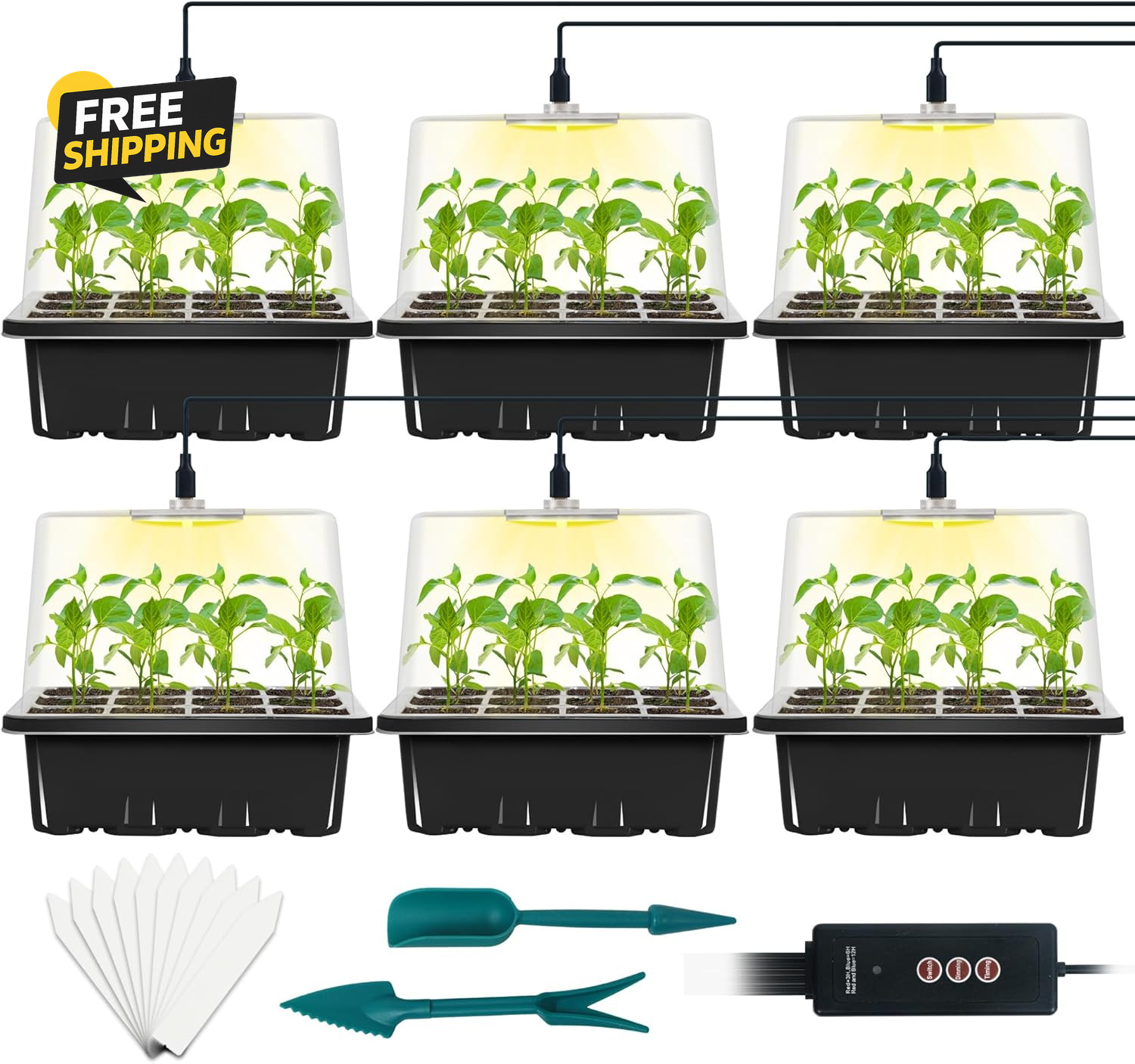 6-Set Seed Starter Tray with Grow Light, Seed Starting Trays Kits gallery