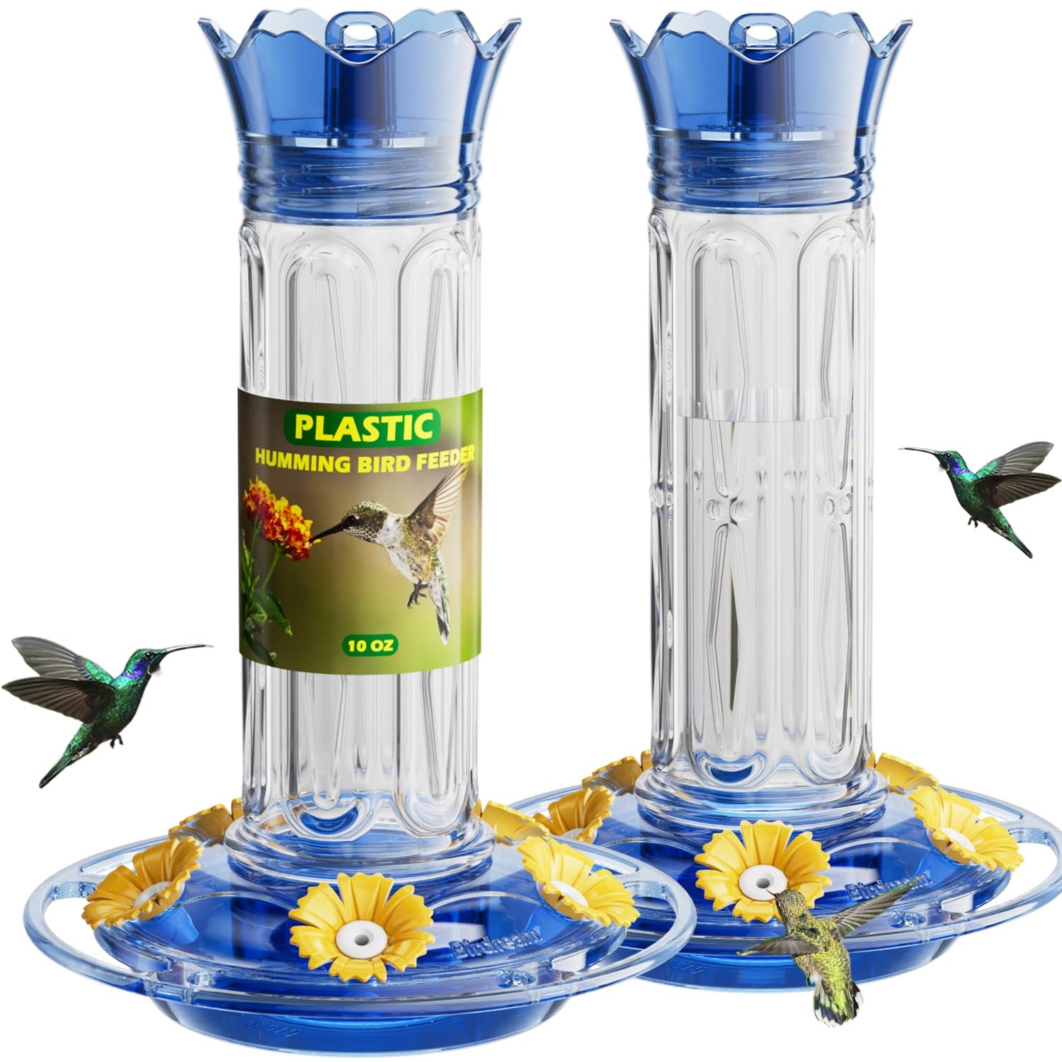 2 Pack Hummingbird Feeders for Outdoors Hanging, Plastic Bird Nectar Feeder wit gallery