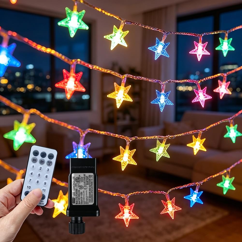 150 LED Color Changing Star String Lights - 65.6ft with Remote, 11 Modes, IP4... gallery
