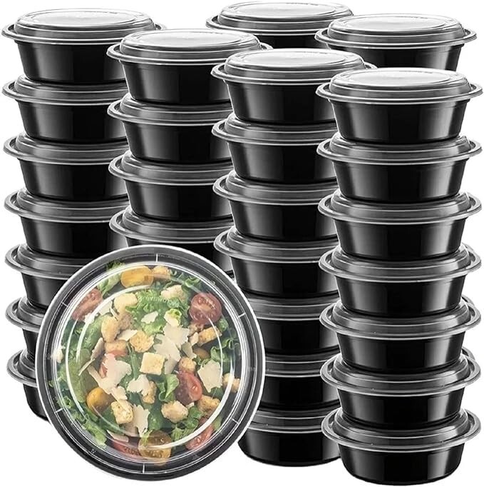 48oz Round Food Containers Meal Prep BPA FREE Microwavable Lunch Salad Bowl Bulk gallery