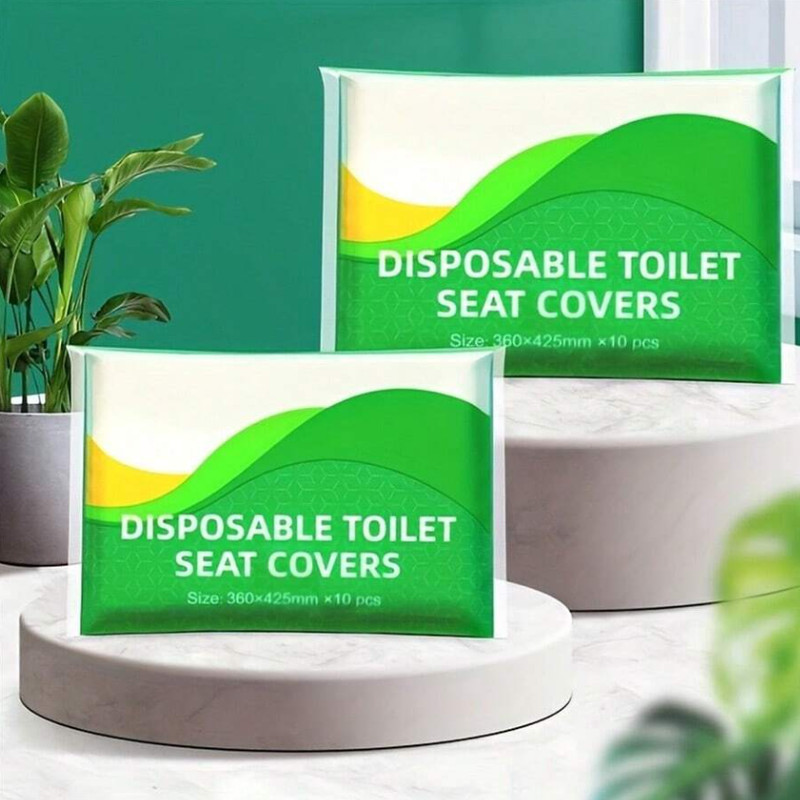 10pcs Flushable Disposable Toilet Seat Covers – Travel-Friendly & Hygienic Use gallery