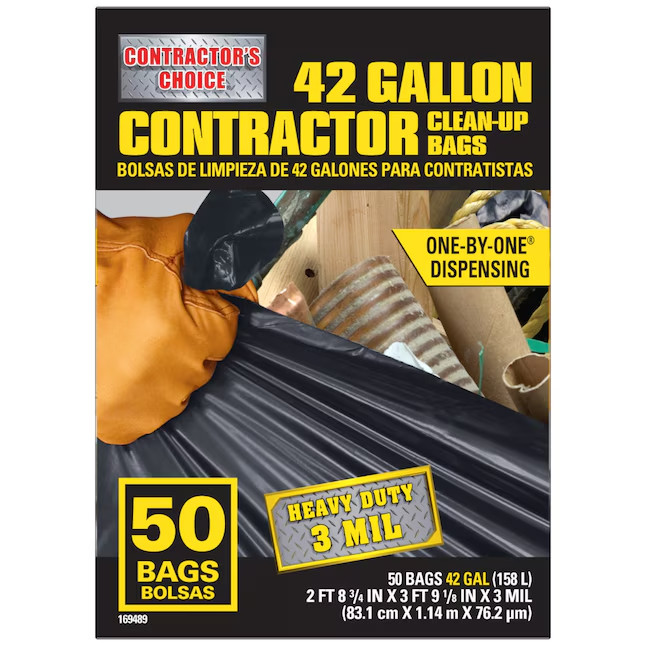 Contractor's Choice 42-Gal Black Construction Trash Bags, Scent-Free, 50 Ct gallery