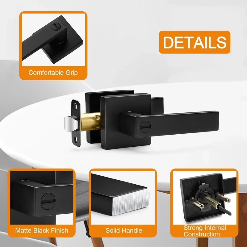 10 Pack Matte Black Door Handles Privacy Door Levers, Keyless Interior Door Knob gallery