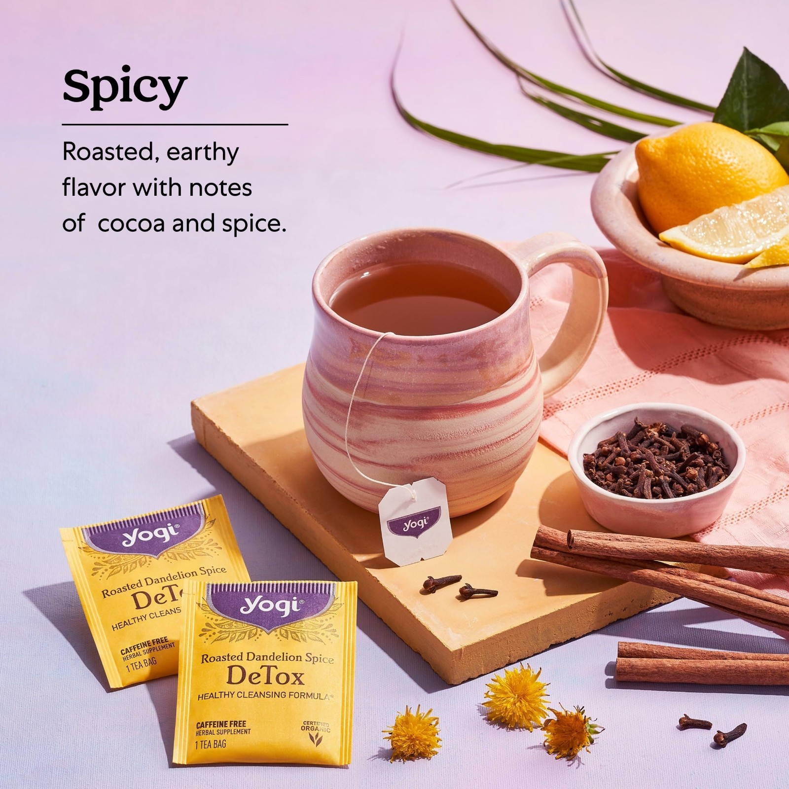 Organic Detox Tea - Roasted Dandelion Spice - 64 Bags - Herbal Blend with Cinnam gallery