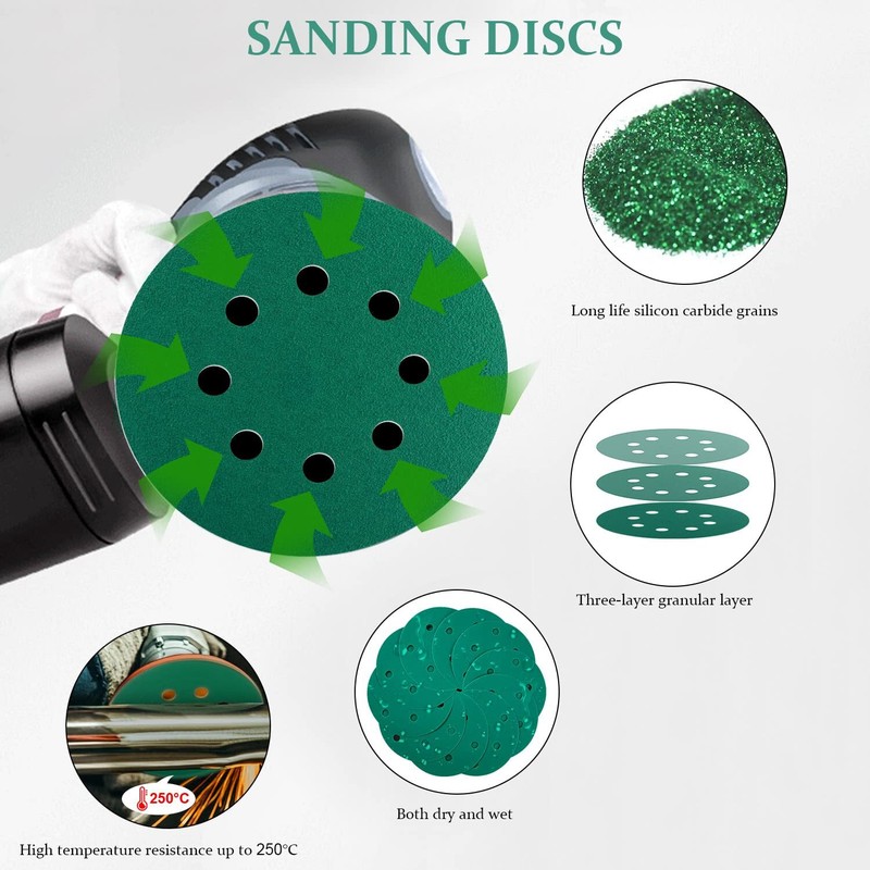 5" 8-Hole Sanding Discs Hook & Loop Sandpaper for Orbital Sanders 40-2000 Grit gallery